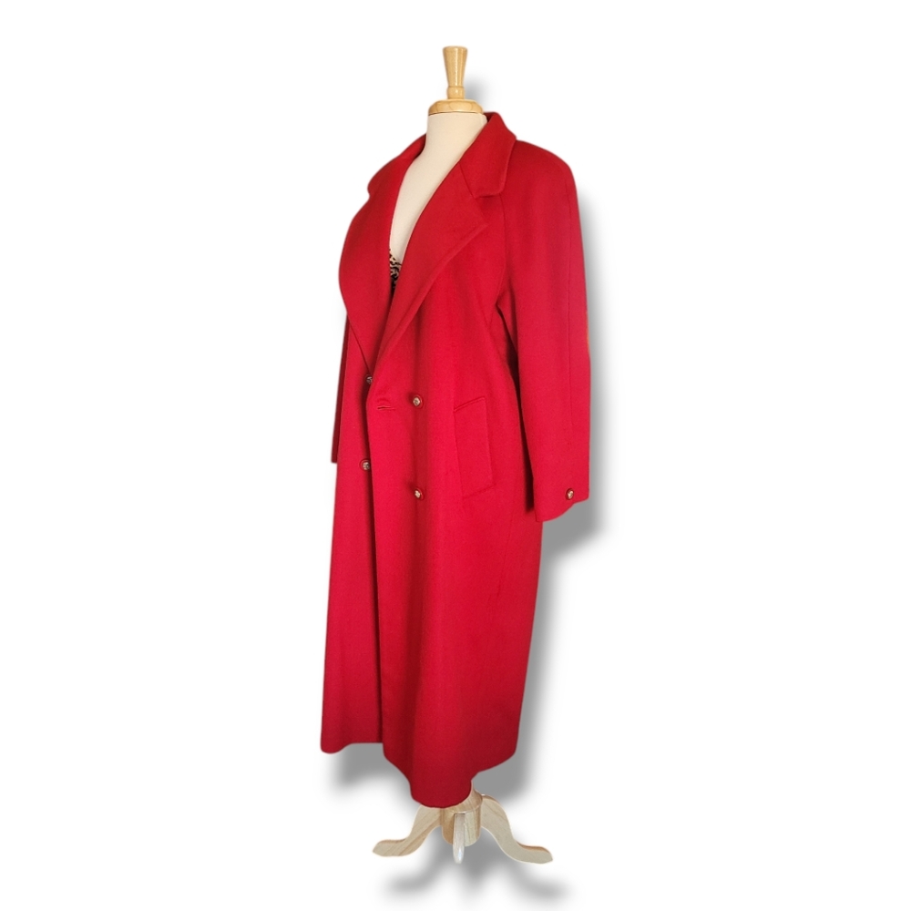 Worthington Red Wool Blend Full Length Double-Breasted Coat. Size 8 - Picture 3 of 11